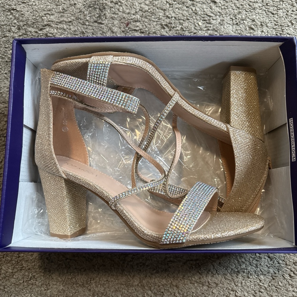 Elegant Champagne Strappy Heels